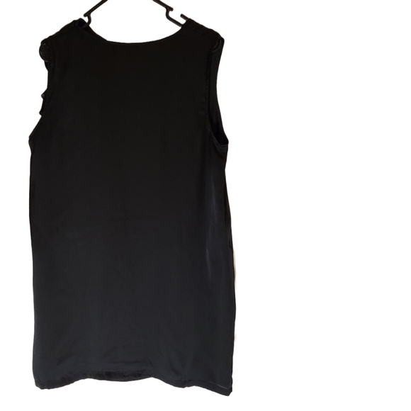 GO International Sleeveless Satin Black Front Ruffle dress size XL - Picture 2 of 8